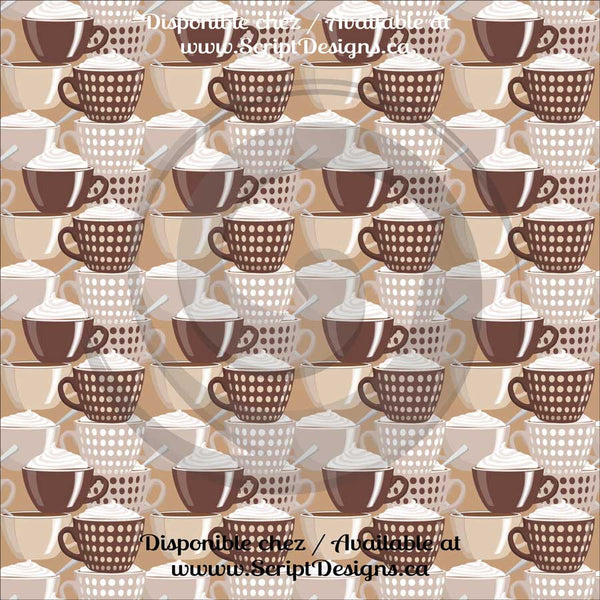 Coffee (Natural shades) - Patterned HTV (16 Different designs available)