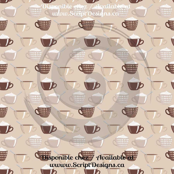 Coffee (Natural shades) - Patterned HTV (16 Different designs available)