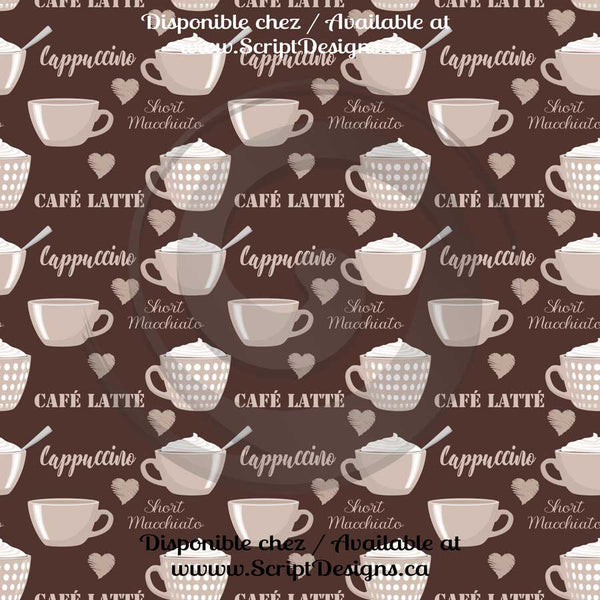 Coffee (Natural shades) - Patterned HTV (16 Different designs available)