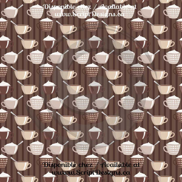 Coffee (Natural shades) - Patterned HTV (16 Different designs available)
