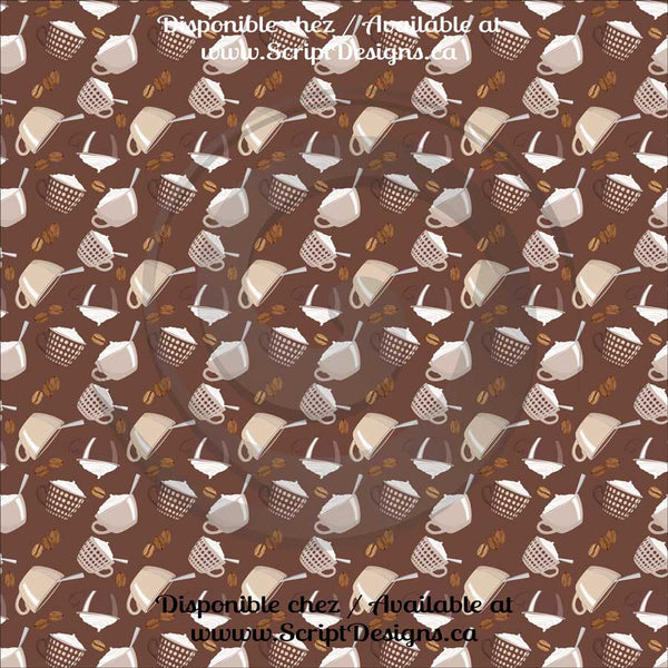Coffee (Natural shades) - Patterned HTV (16 Different designs available)