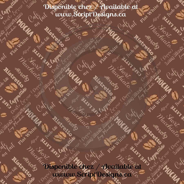 Coffee (Natural shades) - Patterned HTV (16 Different designs available)