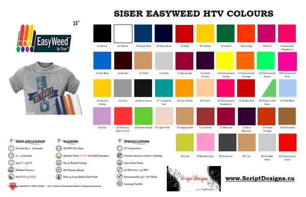 Siser EasyWeed HTV - All Colours - Bundle - ScriptDesigns - 2