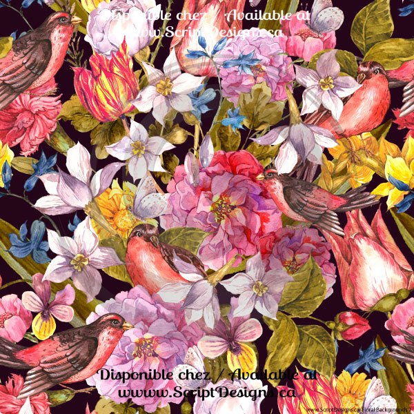 Fonds floraux - HTV à motifs (10 modèles différents disponibles)