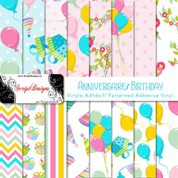 Birthday - Patterned Adhesive Vinyl (16 Different designs available)