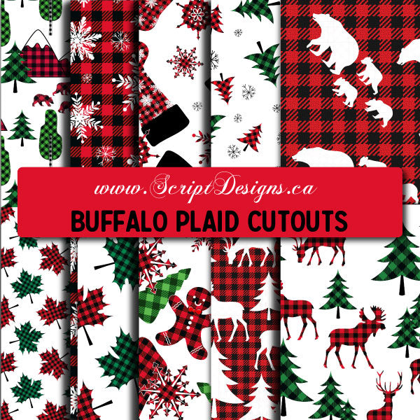 Buffalo Plaid Cutouts - Patterned HTV (10 Different designs available)