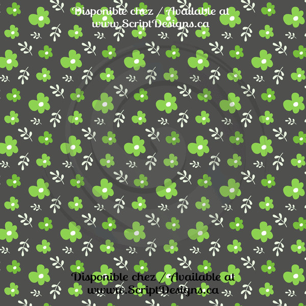Green Floral - Patterned HTV (12 Designs) - ScriptDesigns - 1