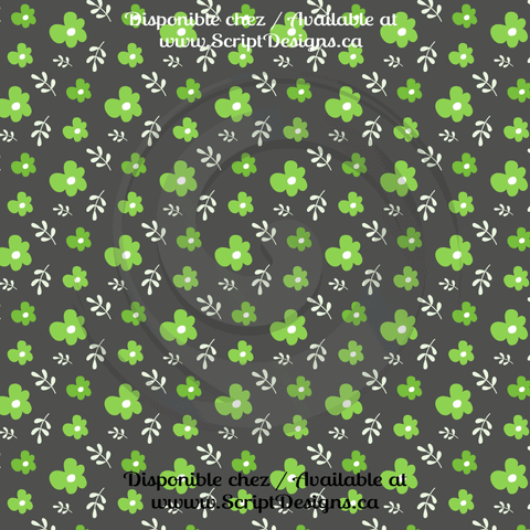 Green Floral - Patterned HTV (12 Designs) - ScriptDesigns - 1