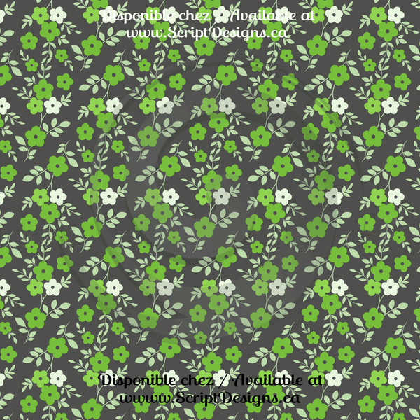 Green Floral - Patterned HTV (12 Designs) - ScriptDesigns - 8