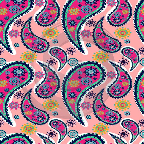 Vibrant Paisley - Patterned Adhesive Vinyl (10 Designs) - ScriptDesigns - 2