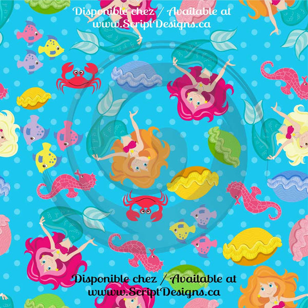 Mermaids - Patterned Adhesive Vinyl (12 Different designs available)
