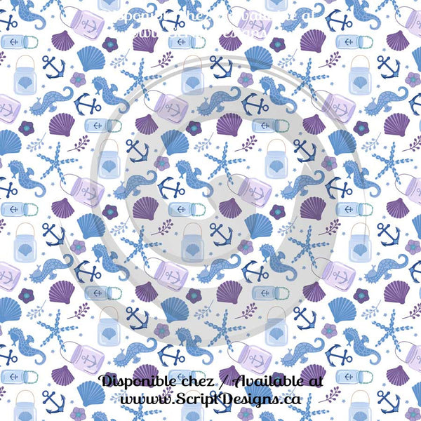 Lilac Nautical Theme - Patterned HTV (16 Different designs available)