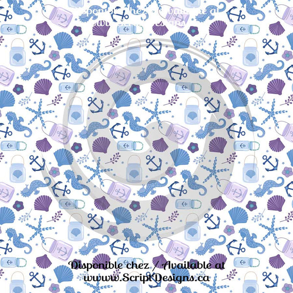 Lilac Nautical Theme - Patterned Adhesive Vinyl (16 Designs)