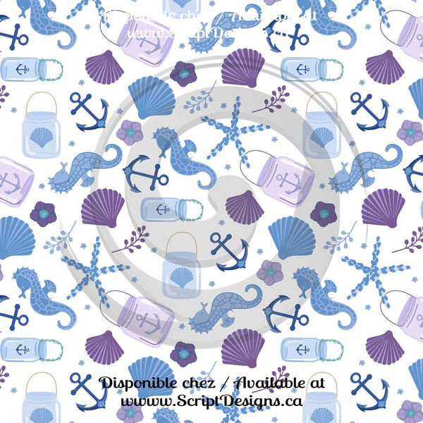 Thème nautique lilas - HTV à motifs (16 modèles différents disponibles)