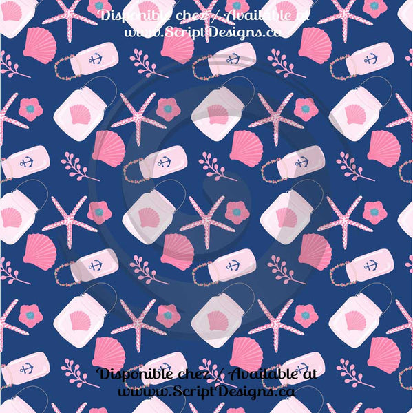 Pink and Blue Nautical Theme - Patterned HTV (16 Different designs available)