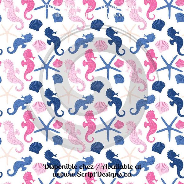 Thème nautique rose et bleu - HTV à motifs (16 modèles différents disponibles) 