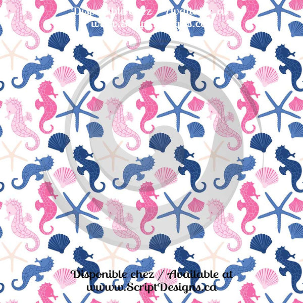 Pink and Blue Nautical Theme - Patterned HTV (16 Different designs available)