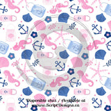 Thème nautique rose et bleu - HTV à motifs (16 modèles différents disponibles) 