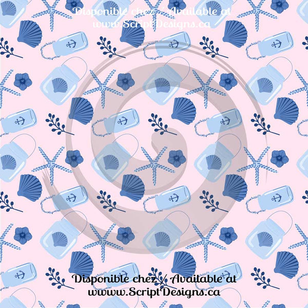 Thème nautique rose et bleu - HTV à motifs (16 modèles différents disponibles) 