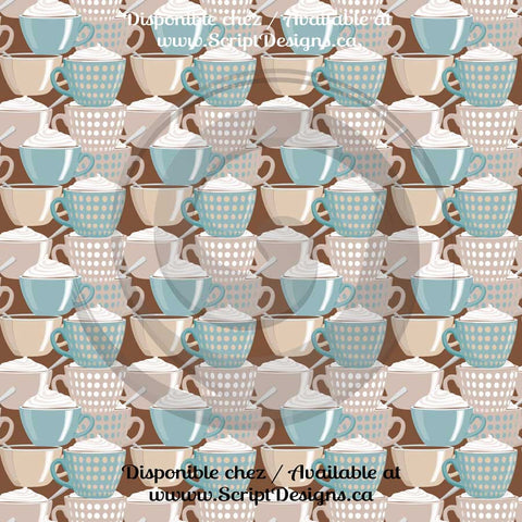 Coffee (blue shades) - Patterned Adhesive Vinyl (16 Different designs available)