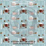 Café (nuances de bleu) - HTV à motifs (16 modèles différents disponibles)