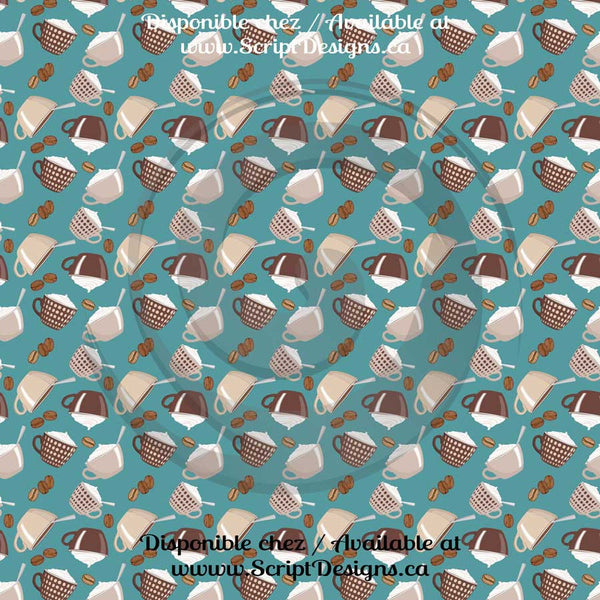 Café (nuances de bleu) - Vinyle adhésif à motifs (16 modèles différents disponibles) 