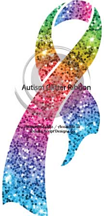 Autism Glitter Ribbon HTV Decal
