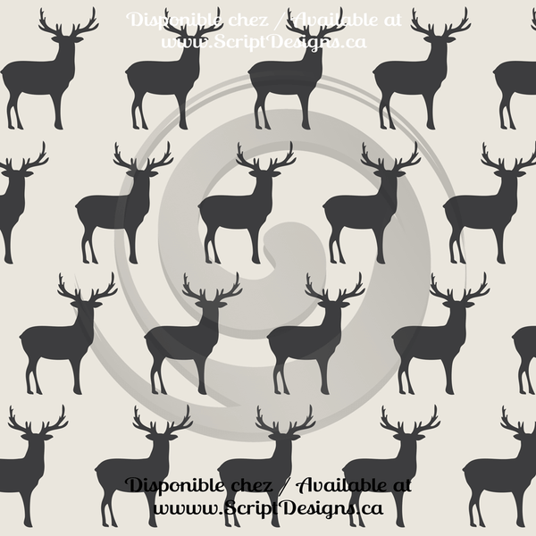 Deers in Greys - Patterned HTV (12 Designs) - ScriptDesigns - 2