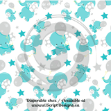 Teal Blue Elephants - Patterned Adhesive Vinyl  (12 Designs) - ScriptDesigns - 4