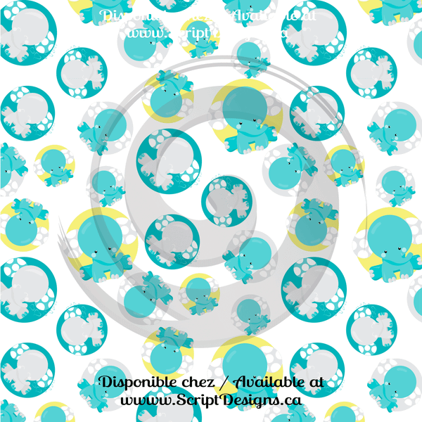 Teal Blue Elephants - Patterned Adhesive Vinyl  (12 Designs) - ScriptDesigns - 7