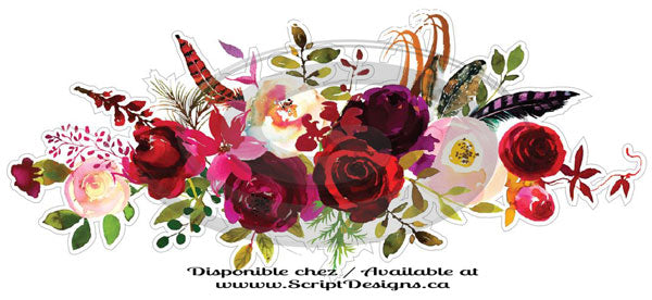 Décalcomanies Fleurs Aquarelle (HTV / Iron On) - Collection Boho Bordo (3 modèles disponibles)