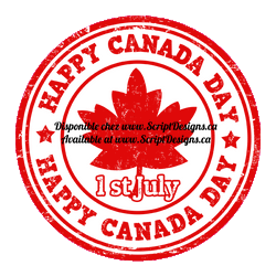 Timbre rond « Happy Canada Day » – Autocollant HTV (à repasser)
