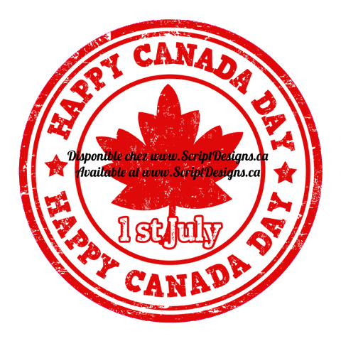 Happy Canada Day Round Stamp - HTV Decal (Iron On)