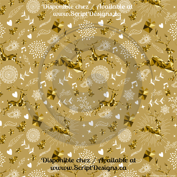 Christmas in Gold - Patterned HTV (26 different designs available)