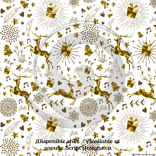 Christmas in Gold - Patterned HTV (26 different designs available)