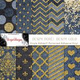 Gold Denim - Patterned Adhesive Vinyl (10 Different designs available)