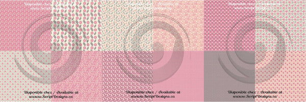 Floral Pink Sampler - Patterned Adhesive Vinyl - 12 designs included - ScriptDesigns - 1