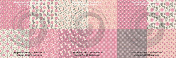 Floral Pink Sampler - Patterned Adhesive Vinyl - 12 designs included - ScriptDesigns - 2