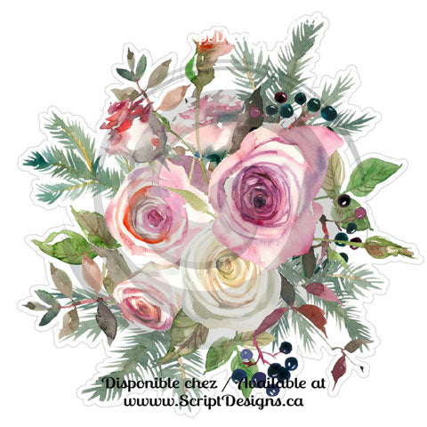 Fleurs Aquarelles (HTV / Iron On) - Collection Roses Givrées (4 modèles disponibles)