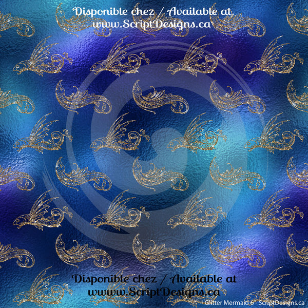 Glitter Mermaid - Patterned Heat Transfer Vinyl (19 Different designs available)