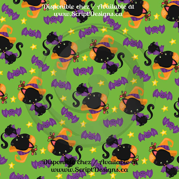 Halloween (Kitty) - Patterned Adhesive Vinyl (12 Different designs available)