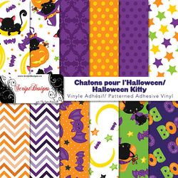 Halloween (Kitty) - Patterned Adhesive Vinyl (12 Different designs available)