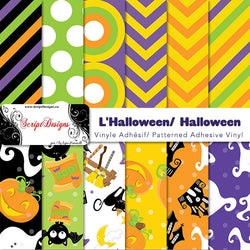 Halloween (Ghosts and Bats) - Patterned Adhesive Vinyl (12 Different designs available)