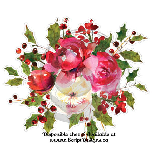 Watercolour Flowers Decals (HTV / Iron On) - Holly Jolly Collection (6 models available)