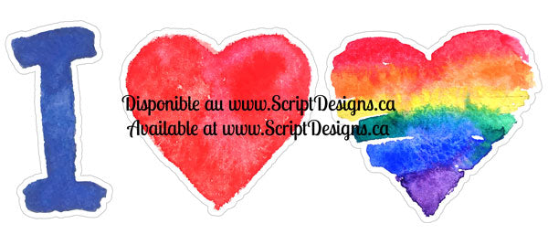 J'aime 2 coeurs - Collection Pride (Autocollant adhésif)