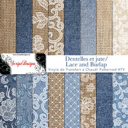 Lace, Denim & Burlap - Patterned HTV (12 Different designs available)