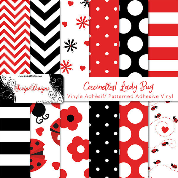 Ladybugs - Patterned Adhesive Vinyl  (12 Different designs available)