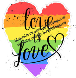 Love is Love Heart Shape - Pride Collection (Adhesive Decal)