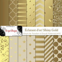 Shiny Gold - Patterned HTV (14 Different designs available)