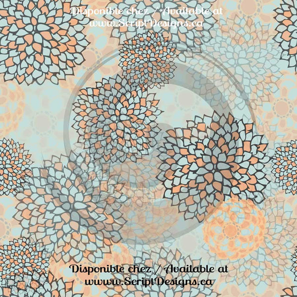 Stylized Zinnias - Patterned Adhesive Vinyl (18 Colours Available)